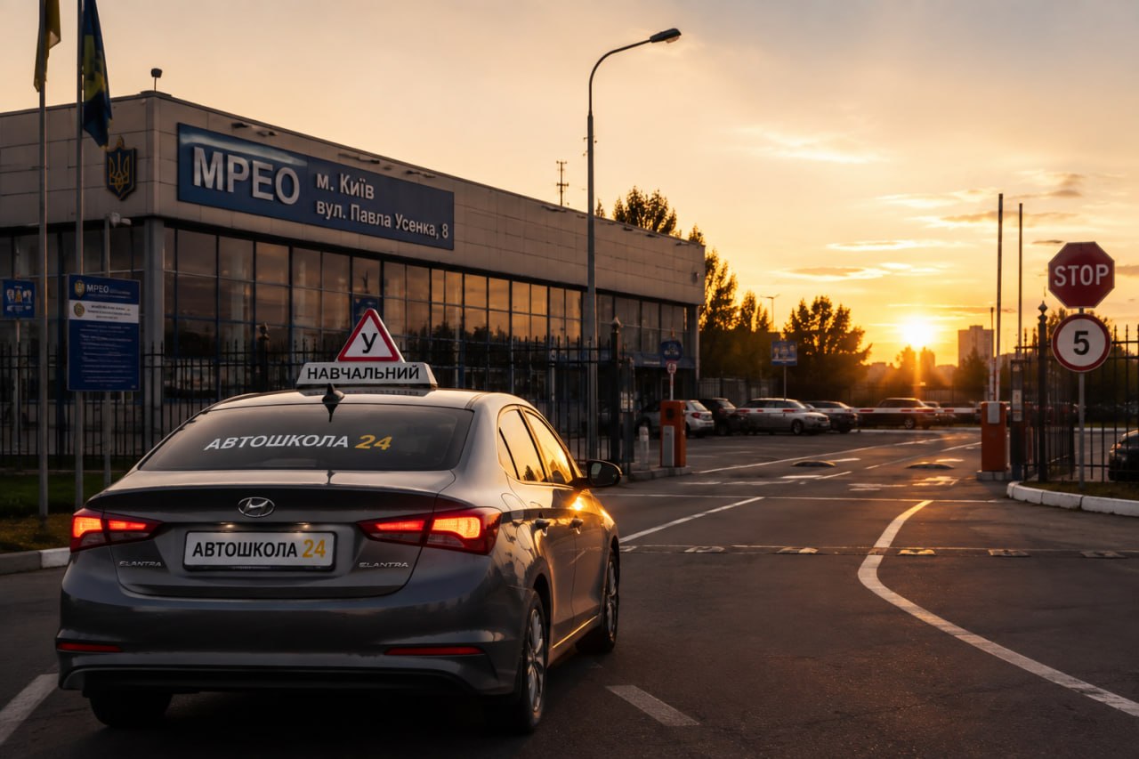 Учебный автомобиль Автошколы 24 возле МРЭО в Киеве